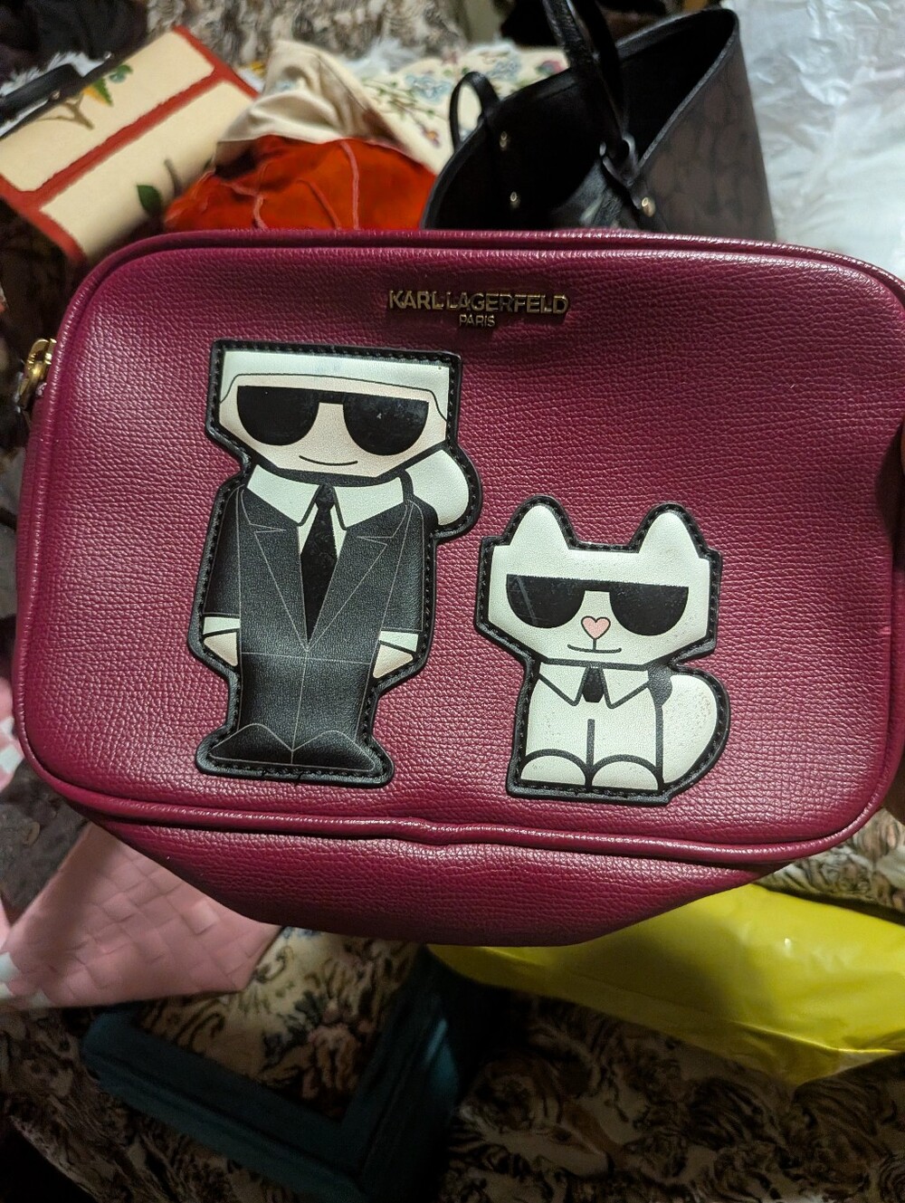 Karl Lagerfeld Men Bags - Burgundy Crossbody Camera Bag